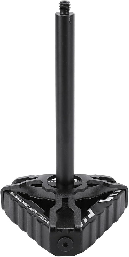 Outdoor Camping Lamp Stand, Aluminum Alloy Light Holder with Triangular Base for Hiking Backpacking Picnic BBQ, Compact Portable Matte Black