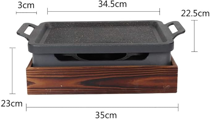 BBQ Barbeque Barbecue Grill,BBQ,Household Smoke-Free Korean Iron Plate Grill,Solid Alcohol Charcoal Grill,Indoor and Outdoor (Size : 27cm*20cm)