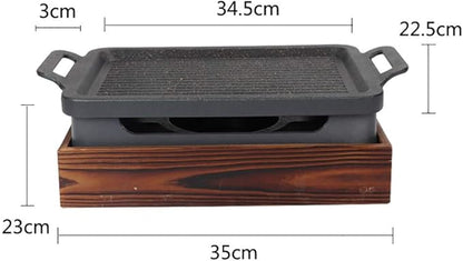 BBQ Barbeque Barbecue Grill,BBQ,Household Smoke-Free Korean Iron Plate Grill,Solid Alcohol Charcoal Grill,Indoor and Outdoor (Size : 27cm*20cm)