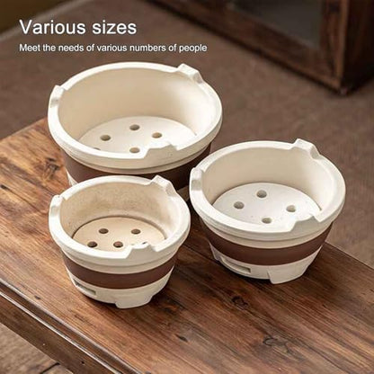 Clay Grilling Stove, Clay Charcoal Stove, Portable Barbecue Stove, Tabletop Clay Stove, Tea Making Charcoal Stove, with Metal Rack, Wooden Base, Metal Grill Pan, Outdoo,
