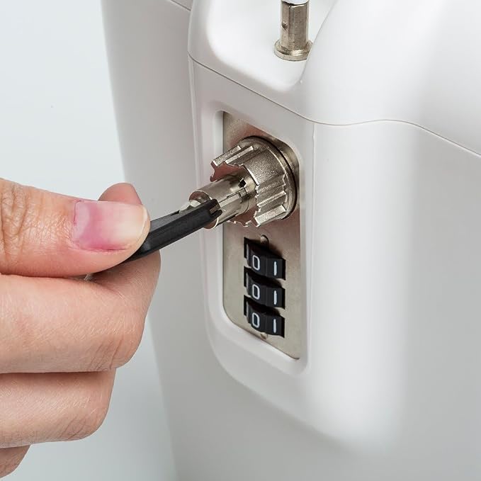 SAFEGO Portable Indoor/Outdoor Lock Box Safe with Key and Combination Access (White)