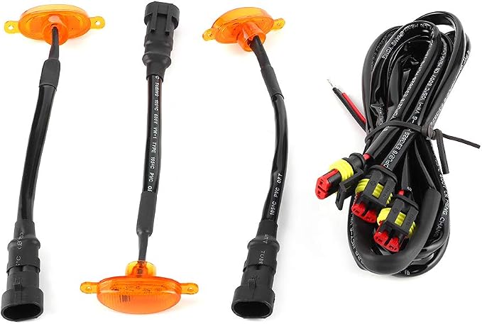 3PCS Front Grille Lamps for F150 Grille 2014-2017,HIGH BRIGH | with Harness and Fuse