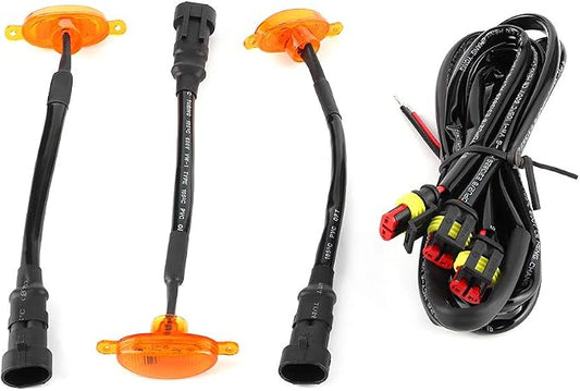 LED Grille Lights High Brightness Abs Plastic Front Bumper Cover Lamp for F250 2014 2017 3PCS Amber Yellow Driving Lights with Wiring Harness