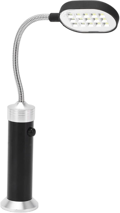 Drfeify LED Magnetic Work Light, 15 LEDs, 360° Flexible Gooseneck, 11cm Arm, Battery Operated, Black
