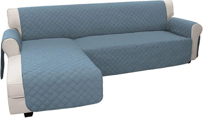 Easy-Going Reversible L-Shape Sectional Couch Cover, X-Large, Light Blue | Soft Sofa Slipcover For Dogs, Fits Left/Right Chaise Lounge Protector, Water Resistant Mat For Living Room