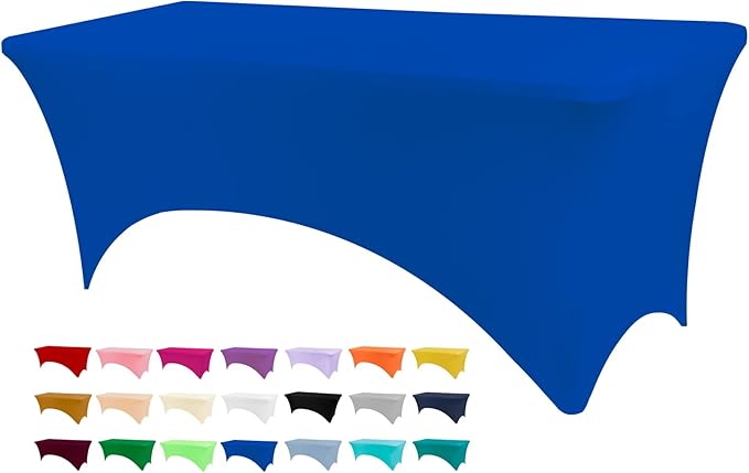 BDDC 6ft Stretch Spandex Fitted Table Cloth for 6 Foot Tables | GRS-Certified Eco-Friendly Fabric, Elastic Fit Rectangle Tablecloth, Washable, Wrinkle-Free, For Events & Parties