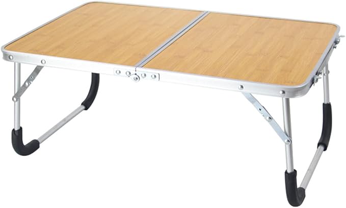 Portable Folding Table - Small Outdoor Folding Table, Suitable for Travel, Camping, Beach, Barbecue, Picnic, Party, Patio (Bamboo)