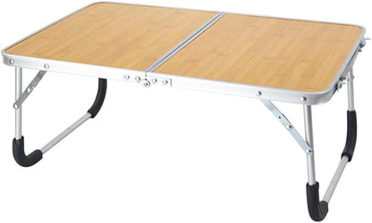 Portable Folding Table - Small Outdoor Folding Table, Suitable for Travel, Camping, Beach, Barbecue, Picnic, Party, Patio (Bamboo)