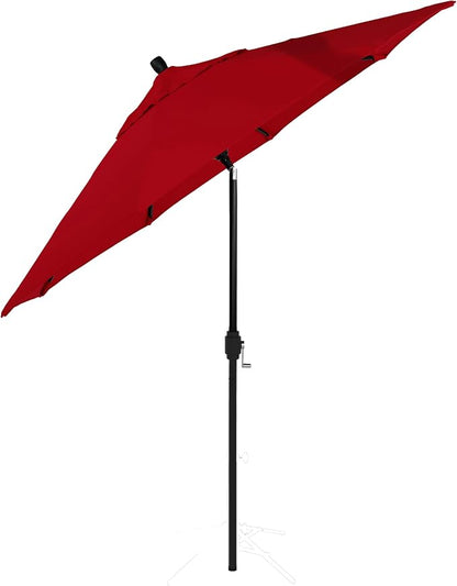 California Umbrella 12-Year-Non-Fading, 9Ft Premium Sunbrella Patio Umbrella, Hand-Crank, Button-Tilt, Black Frame, Jockey Red Fabric