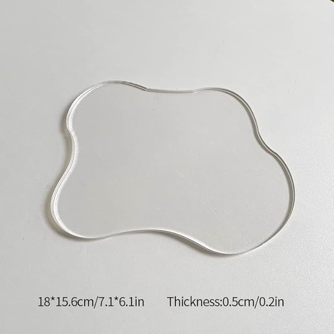 Set of 2 Acrylic Cup Coaster,Ins Irregular Coaster,Acrylic Drink Coasters for Dining Room Living Room Patio Coffee Table (Clear)
