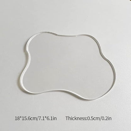 Set of 2 Acrylic Cup Coaster,Ins Irregular Coaster,Acrylic Drink Coasters for Dining Room Living Room Patio Coffee Table (Clear)