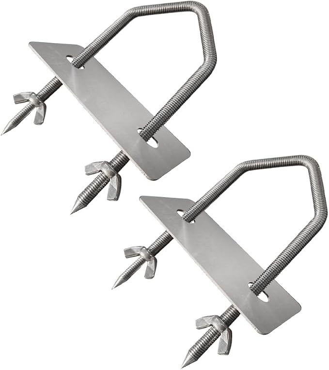 Angled Top Fully Threaded Rotisserie Forks, 5.9 Inches Stainless Steel Pig Spine Trussing Parts, Tapered Prongs for Easy Insertion, Universal Spit Rod Fit, 2 Pack for BBQ Pig, Hog & Lamb