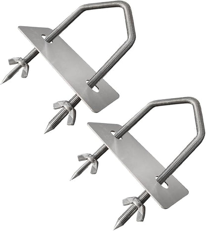 Angled Top Fully Threaded Rotisserie Forks, 5.9 Inches Stainless Steel Pig Spine Trussing Parts, Tapered Prongs for Easy Insertion, Universal Spit Rod Fit, 2 Pack for BBQ Pig, Hog & Lamb