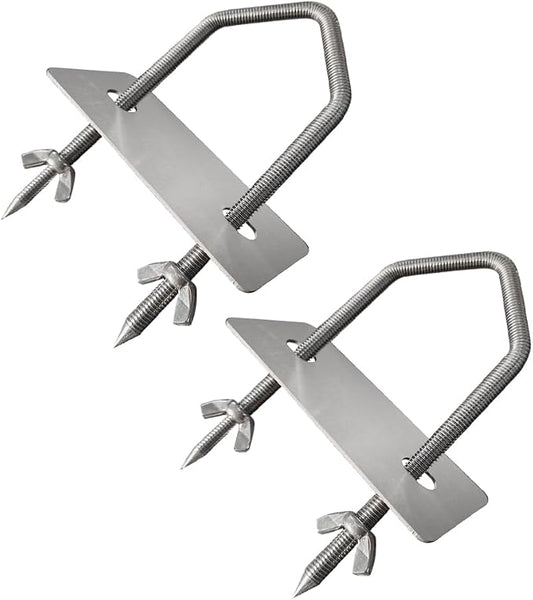 Angled Top Fully Threaded Rotisserie Forks, 5.9 Inches Stainless Steel Pig Spine Trussing Parts, Tapered Prongs for Easy Insertion, Universal Spit Rod Fit, 2 Pack for BBQ Pig, Hog & Lamb