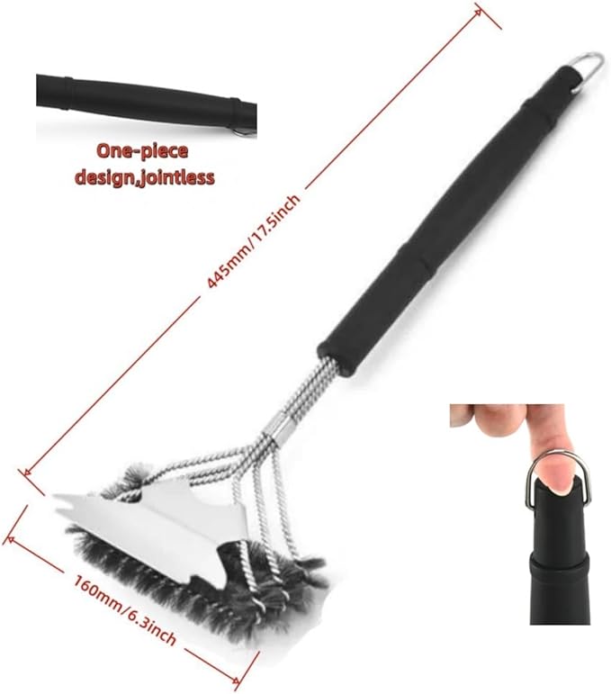 Grill Brush and Scraper,Stainless Steel Food-Grade Brush Head,Outdoor Grill Cleaning Brush Safe BBQ Grill Accessories Cleaner forGas/Charcoal Grilling Grates, Wizard Tool (6.3inch)