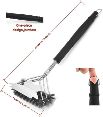 Grill Brush and Scraper,Stainless Steel Food-Grade Brush Head,Outdoor Grill Cleaning Brush Safe BBQ Grill Accessories Cleaner forGas/Charcoal Grilling Grates, Wizard Tool (6.3inch)