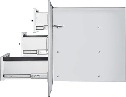 Vevor Outdoor Kitchen Door Drawer Combo 38.1''W x 22.6''H x 20.8''D, BBQ Access Door/Triple Drawers Combo with Stainless Steel Handles, Perfect for BBQ Island Patio Grill Station
