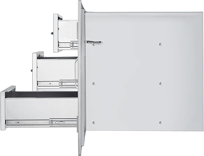VEVOR BBQ Island Drawers 38.1W x 22.6H x 20.8D, Outdoor Kitchen Door Drawer Combo Cabinets, BBQ Access Door/Triple Drawers Combo, Stainless Steel Handles, Perfect for BBQ Island Patio Grill Station