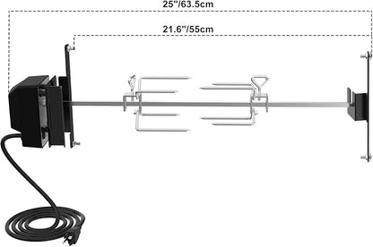 onlyfire Stainless Steel BBQ Rotisserie Kit for Weber 22 Inch WSM Cooker | 110V Electric Motor, 360 Degree Full Rotation, Takes Your WSM to Next Level