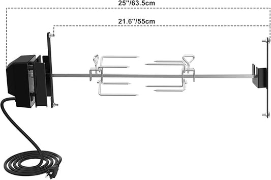 onlyfire Stainless Steel BBQ Rotisserie Kit for Weber 22 Inch WSM Cooker | 110V Electric Motor, 360 Degree Full Rotation, Takes Your WSM to Next Level