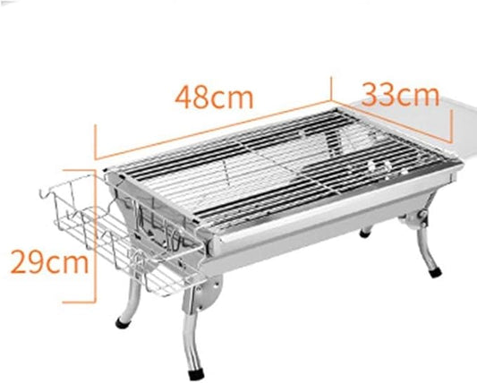 BBQ Grill Portable Barbecue Folding Grill,Stainless Steel Square Wood Stove, BBQ Grill Picnic Stove, Outdoor Mini Charcoal Stove
