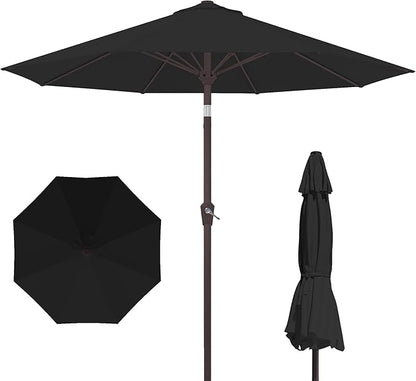 PatioKingdom 10FT Patio Umbrella with Push Button Tilt and Crank, Outdoor Market Umbrella with 8 Fiberglass Ribs, UV Protection Table Umbrella for Pool,Backyard,Garden,Deck