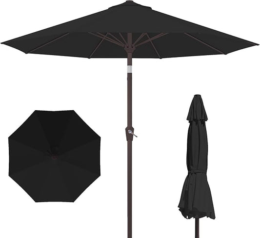 PatioKingdom 10FT Patio Umbrella with Push Button Tilt and Crank, Outdoor Market Umbrella with 8 Fiberglass Ribs, UV Protection Table Umbrella for Pool,Backyard,Garden,Deck