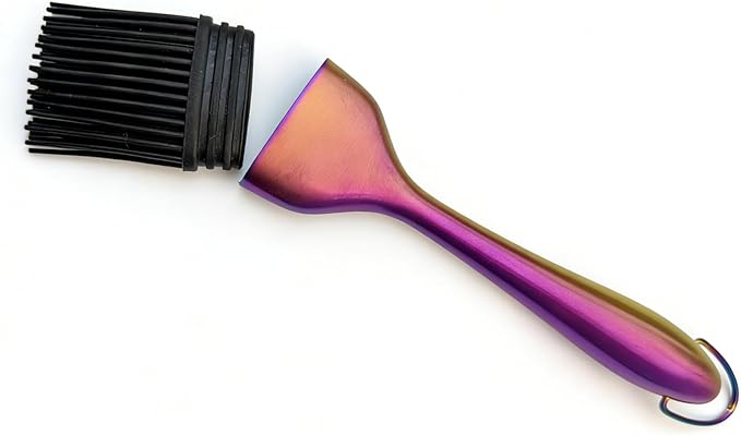 Silicone Basting Brush 2 Pack with 2 Extra Heads, Rainbow Stainless Steel Handle, Heat Resistant Oil Brush for BBQ, Baking, Grilling