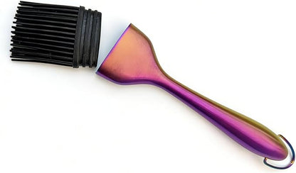 Silicone Basting Brush 2 Pack with 2 Extra Heads, Rainbow Stainless Steel Handle, Heat Resistant Oil Brush for BBQ, Baking, Grilling