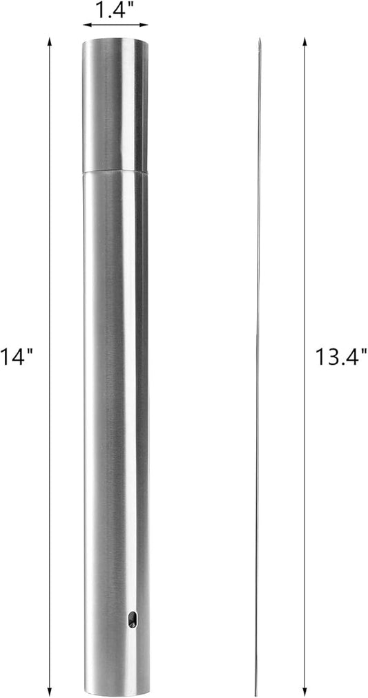 ZEAYEA 200 PCS Kabob Skewers, 13.4" Stainless Steel BBQ Sticks with Portable Storage Tube for Grilling, Metal Barbecue Skewer for Meat Shrimp Chicken Vegetable Outdoor Cooking