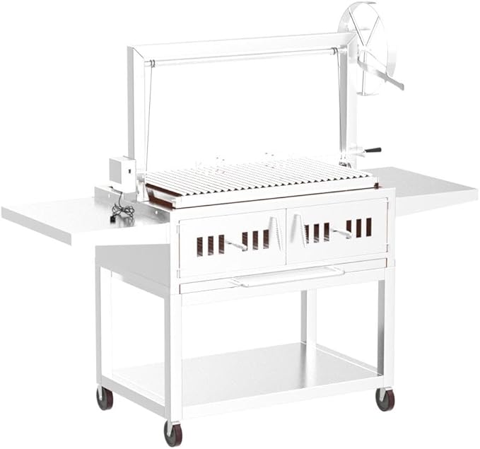 Charcoal Outdoor BBQ, Stainless Steel #430 Body and #304 Grates, Rotisserie Parrilla Santa Maria/Argentine Grill Spit