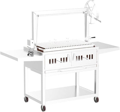 Charcoal Outdoor BBQ, Stainless Steel #430 Body and #304 Grates, Rotisserie Parrilla Santa Maria/Argentine Grill Spit