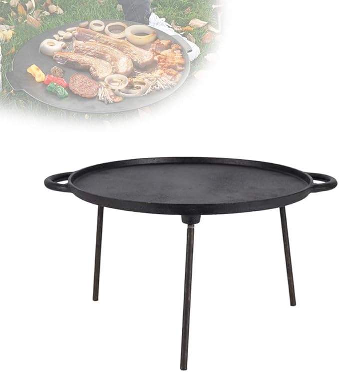 Outdoor Large Charcoal Grill Plate, Large Cake Pit, Cast Iron Pan, Camping Frying Pan, Driving Wrought Iron Grill, Barbecue Grill, Portable Folding Grill,S