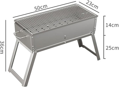 Charcoal BBQ Grill, Foldable Portable Tabletop Barbeque, Barbecue for Camping Hiking Garden Party Festivals Picnic,50x23cm