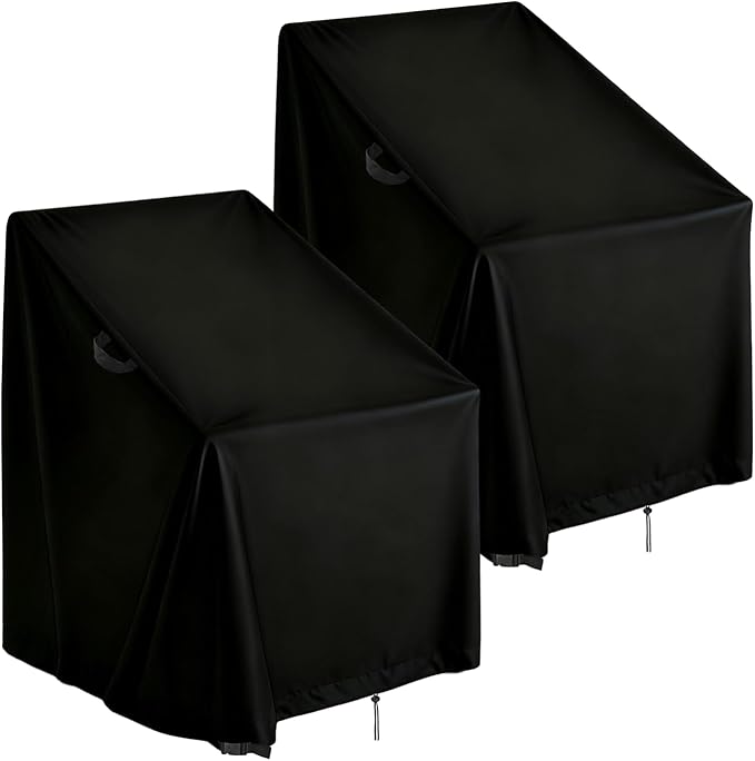 High Back Patio Chair Cover,Waterproof Covers for Stackable Dining Chairs,Outdoor Patio Furniture Seating Set Shield (43"W x 42"D x 42"H,2-Pcs)