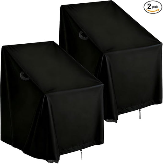 High Back Patio Chair Cover,Waterproof Covers for Stackable Dining Chairs,Outdoor Patio Furniture Seating Set Shield (43"W x 42"D x 42"H,2-Pcs)