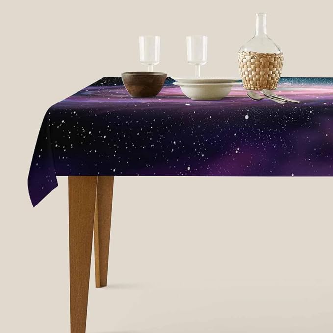 TKS MITLAN Purple Spiral Galaxy Tablecloth Decor Universe Stars Shine Beautiful Glow Table Cloth Dining Room Kitchen Table Cover 60" X 84" Oblong/Rectangle