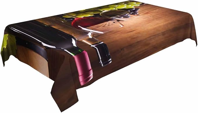 TKS MITLAN Red White Wine Decorative Rectangle Tablecloth Retro Fruit Wooden Board Polyester Table Cloths Kitchen Table Cover for Dining BBQ Picnic Coffee Table 60 x 84 Inch 6-8 Seats
