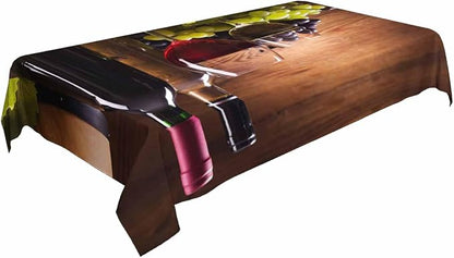 TKS MITLAN Red White Wine Decorative Rectangle Tablecloth Retro Fruit Wooden Board Polyester Table Cloths Kitchen Table Cover for Dining BBQ Picnic Coffee Table 60 x 84 Inch 6-8 Seats