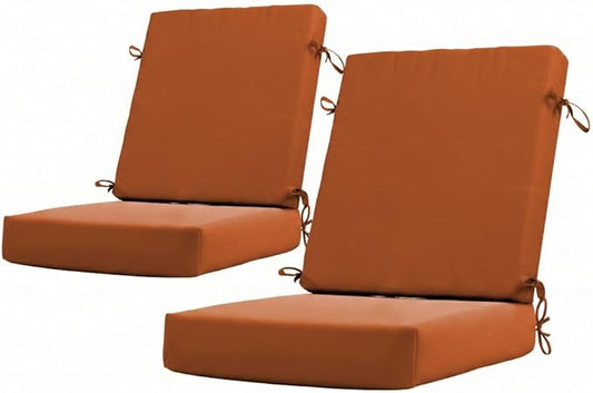 California Umbrella Outdoor Dining Chair, Set of 2 Patio Seat Cushions, 20 x 40 Inch, Premium Outdoor Memory Foam, Fade Resistant, Sunbrella Fabric, Fabric Ties, Tuscan