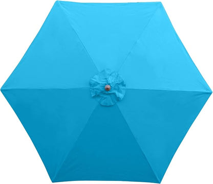 Formosa Covers 9ft 6 Ribs Market Patio Umbrella Replacement Canopy - Top Canvas - 600D UV Protective and Water Resistant Umbrella Fabric - Premium Quality Replacement Canopy Cover ONLY (Teal)