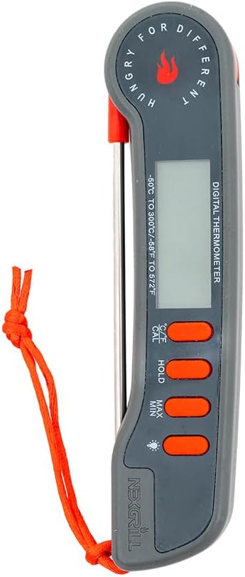 Nexgrill Meat Thermometer Digital, Instant Read Meat Thermometer with Backlight & Stainless Steel Probe, Food Thermometer for Kitchen Cooking, Outdoor Grilling, BBQ – 660-0004B