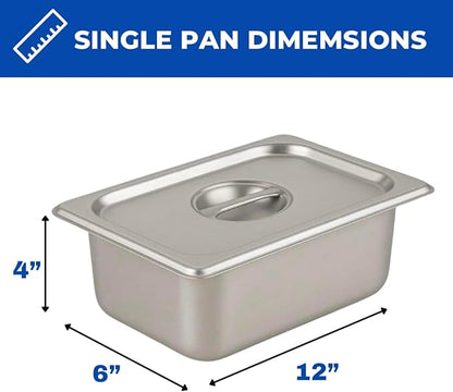5 Pan Steam Table Food Warmer Cart | Heavy Duty Commercial Stainless Steel | Portable 4 Wheels | Outdoor Propane | 3 Condiment Containers | 8 Total Standard 1/3 Pans (12” x 6” x 4”) | CSA Approved | Catering, Home, and Backyard Use
