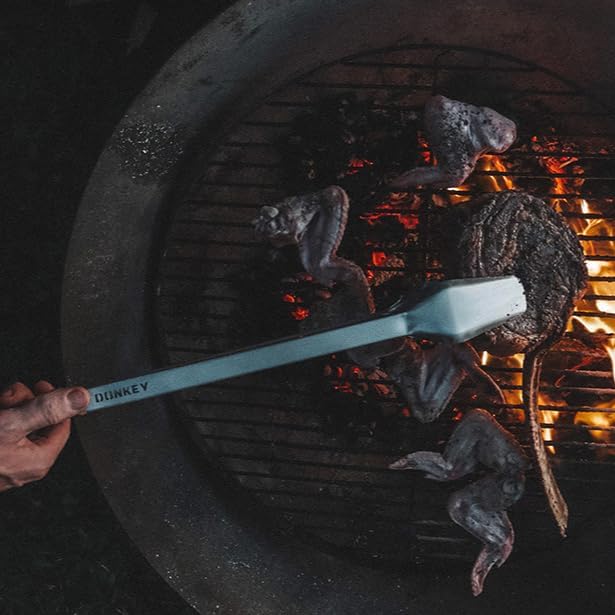 Donkey Tong 27" Long BBQ Tongs - Heavy Duty Grill Tongs for Grilling, Smoking, Charcoal & Outdoor Cooking | Handmade Stainless Steel Meat Tongs with Oak Handles | Fathers Day Gift for Grill Masters