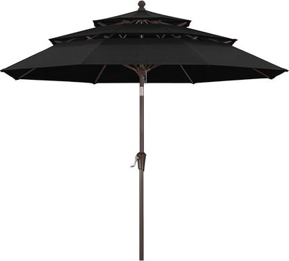 ABCCANOPY 5-Year 10-Year No Fading 9FT 3 Tiers Patio Umbrella, Outdoor Table Umbrella with 8 Sturdy Ribs for Deck, Backyard, Garden, Yard