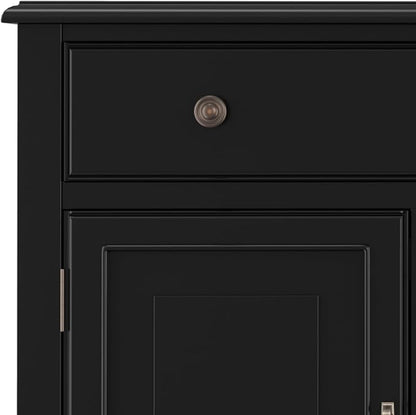 SIMPLIHOME Connaught 67" Wide Solid Wood Sideboard Cabinet in Black | Traditional 4-door dining room buffet with 2 drawers and adjustable shelves for organized kitchen or living room storage.