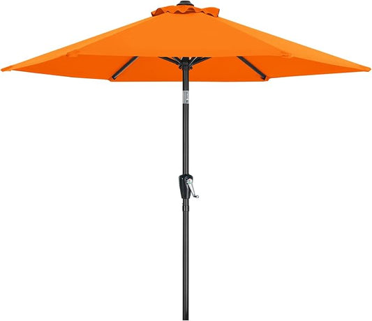 MASTERCANOPY 7.5ft Patio Umbrella with Tilt & Crank, Orange | 6 sturdy ribs;UV/water resistant;Vent;easy setup;for garden/deck/backyard/pool