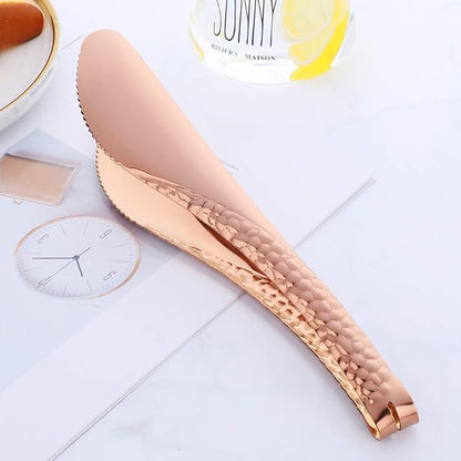 Stainless Steel Kitchen Food Clamp Serving Tongs for Cooking,Toast Bread,Salad,Barbecue,Grilling,Baking,Frying(Rose Gold)