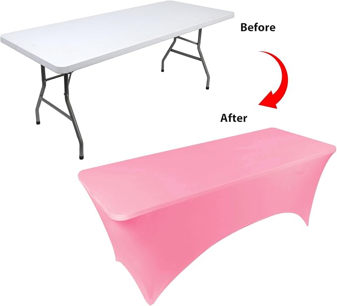 BDDC 6ft Stretch Spandex Fitted Table Cloth for 6 Foot Tables | GRS-Certified Eco-Friendly Fabric, Elastic Fit Rectangle Tablecloth, Washable, Wrinkle-Free, For Events & Parties