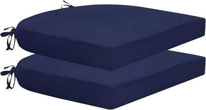 HARBOREST Outdoor Chair Cushions Set of 2, Water Resistant Patio Chair Cushions with Ties, Outdoor Seat Cushions for Patio Furniture, 17"x16"x2", Navy